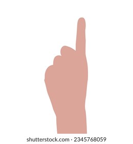 Vector flat illustration of an index finger pointing upwards. Vector design element for infographic, web, internet, presentation.