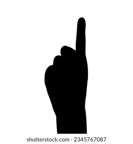 Vector flat illustration of an index finger's silhouette pointing upwards. Vector design element for infographic, web, internet, presentation.