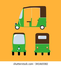 Vector flat illustration indian auto rickshaw