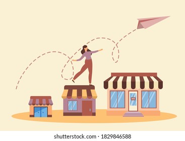 vector flat illustration of an infographic business concept. starts his own business. startup concept.