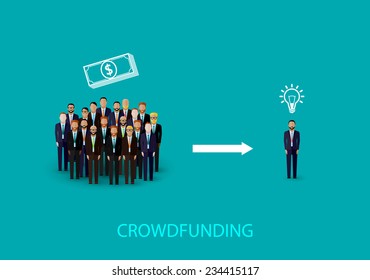 Vector Flat Illustration Infographic Crowdfunding Concept Stock Vector ...