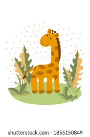 Vector flat illustration. An isolated animal for children concept. For teachers, apparel, stationery, accessories, postcards.  