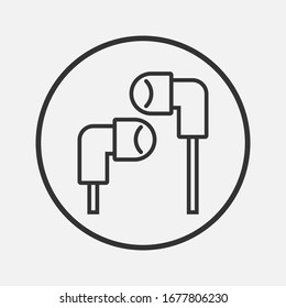 Vector flat illustration isolated earphones earbud icon on background