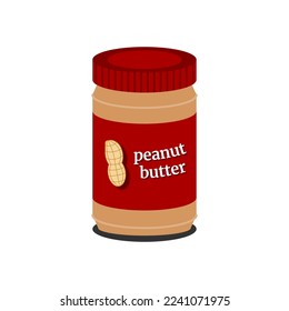 Vector flat illustration of a jar full of peanut butter