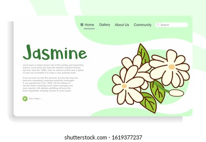 vector flat illustration jasmine flower .flat style design. simple & minimalist design.website concept. web page design or landing web page templates.