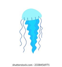 Vector flat illustration of jellyfish on isolated background