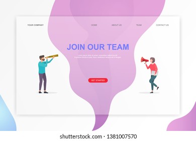 Vector flat illustration with Join our team word. suitable for template, ui, web, mobile app, poster, landing page - hero images banner, flyer and poster.