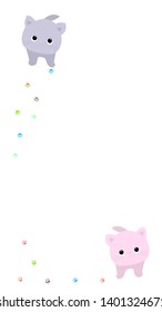 Vector flat illustration. Kawaii llittle cat. Cute domestik animal. Cartoon pet.