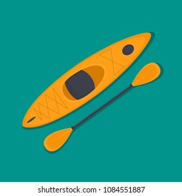 Vector flat illustration of a kayak and paddle