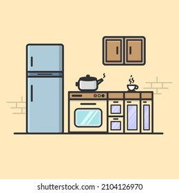 Vector Flat Illustration Of Kitchen