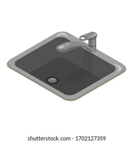 Vector Flat Illustration of Kitchen Sink. Isometric View.