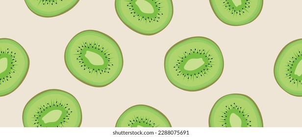 Ilustración plana vectorial. Kiwi se duerme sobre un fondo claro. El fondo perfecto para tu diseño. Ideal para publicidad, embalaje, textiles o carteles.