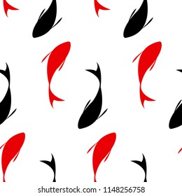 Vector flat illustration with koi fish.Symbol. Seamless pattern.Koi Ying Yang.