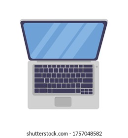 Vector flat illustration of laptop isolated on white background. Design for banner, card, web, landing page