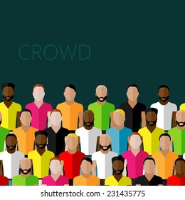 vector flat illustration of a large group of men. fitness community