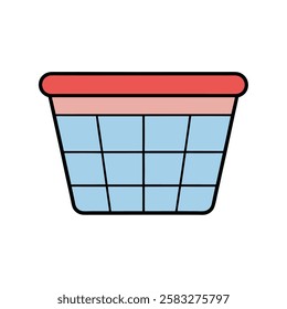 Vector flat illustration of a laundry basket. Ideal for home, cleaning, laundry, household chores, and domestic care designs.