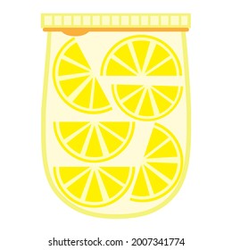 Vector flat illustration lemon in a jar.