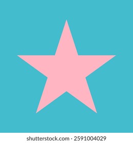 Vector flat illustration with light pink stars as a symbol of success, achievement or award. Bright blue background - space element. Minimalistic concept, clipart sport collection