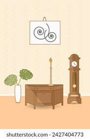 Vector flat illustration of living room interior. Collection on isolated background.