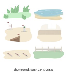 vector flat illustration of location in outdoor, paddock, place for dressage and jumping competition