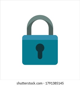Vector flat illustration of lock icon on white background