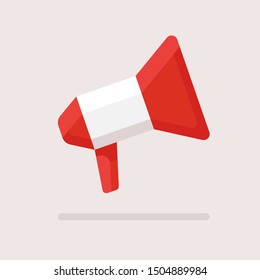Vector flat illustration of loudspeaker, broadcasting in megaphone, icon for advertisings, notifications and messages in your app