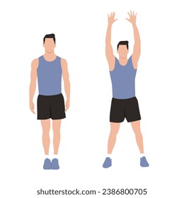 Vector flat illustration of Man doing exercise isolated.Tutorial workouts weight training. Collection of bodybuilding