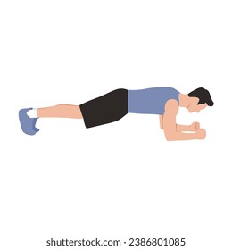 Vector flat illustration of Man doing exercise isolated.Tutorial workouts weight training. Collection of bodybuilding