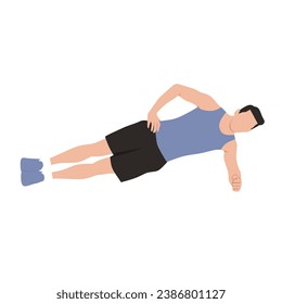 Vector flat illustration of Man doing exercise isolated.Tutorial workouts weight training. Collection of bodybuilding