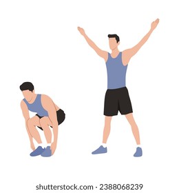 Vector flat illustration of Man doing exercise isolated.Tutorial workouts weight training. Collection of bodybuilding