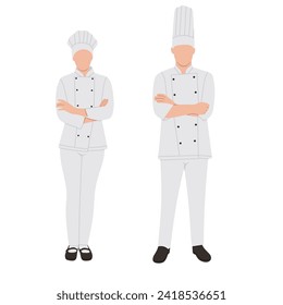 Vector flat illustration of Man and girl chef,dream job,working,chef ilustration