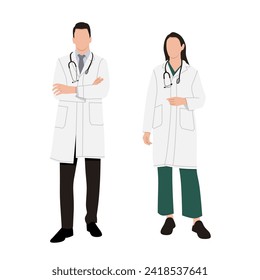 Vector flat illustration of Man and girl doctor,dream job,working,doctor ilustration