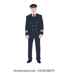 Vector flat illustration of Man pilot,dream job,working,pilot ilustration