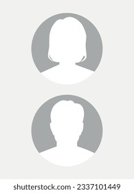 Ilustración plana vectorial. Icono de hombre y mujer. Avatar, perfil de usuario, icono de persona, silueta neutral de género, imagen de perfil. Adecuado para perfiles de medios sociales, iconos, salvapantallas y como plantilla.