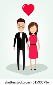 Vector flat illustration. man and woman. heart. Sympathy, love, brother and sister, friendship, relationship, smile.