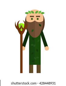 Vector flat illustration of man with wreath. Elements for design on white background
