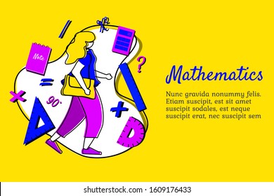 vector flat illustration mathematic with mathematic element and item. can be used for web blog presentation animation banner poster motion graphic flyer brochure landing page promotion