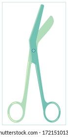 Vector flat illustration with a medical surgical scissors. Stylized drawing for your web site design, logo, app, UI. Isolated stock illustration on white background.