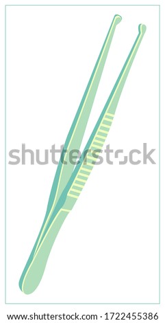 Vector flat illustration with a medical surgical tweezers. Stylized drawing for your web site design, logo, app, UI. Isolated stock illustration on white background. ストックフォト © 
