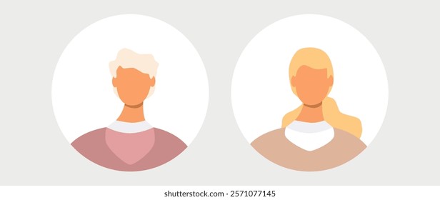 Vector flat illustration. Men and women in different styles. Avatar, user profile, person icon, profile picture. Suitable for social media profiles, icons, screensavers and as a template.