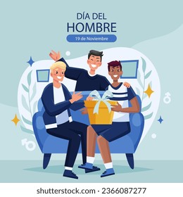 vector flat illustration for men's day celebration in spanish