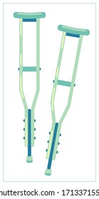 Vector flat illustration with Metal telescopic Crutches icon. Stylized drawing for your web site design, logo, app, UI. Isolated stock illustration on white background.