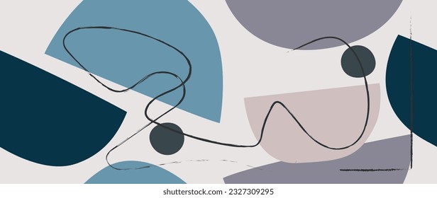 Ilustración plana vectorial. Patrón abstracto de moda minimalista. Diversas formas geométricas y líneas. Plantilla moderna para su diseño y textil.