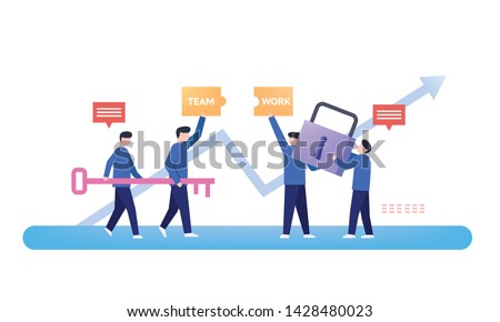 vector flat illustration modern flat design, conceptual of teamwork, successful keyword, company development, can be used for presentation, web banner, business article