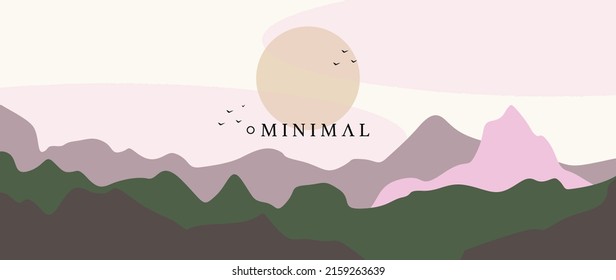 Vector flat illustration. mountain arts background vector. Oriental Luxury landscape background design . Wallpaper design, Wall art for home decor and prints.