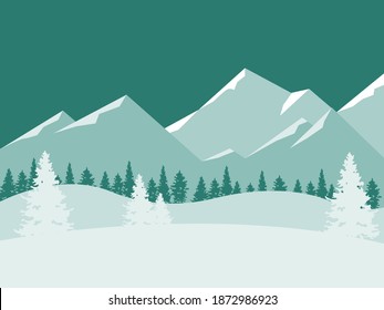 Vector flat illustration of nature 
on birch colors