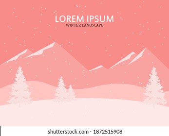 Ilustración vectorial plana de la naturaleza en colores rosados