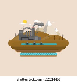 Vector Flat Illustration for Nature Pollution Designs.