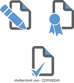 Vector flat illustration office document icon set isolated on white background