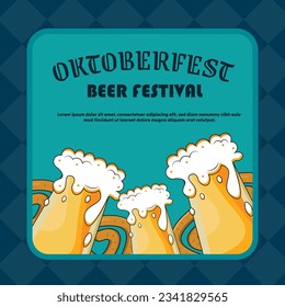 Ilustración plana vectorial para la celebración del festival de cerveza oktoberfest, plantilla de post Oktoberfest